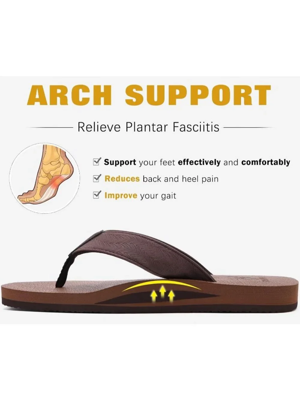 Men's Coffee Brown Yoga Mat Flip Flops Slip On Indoor Outdoor Sandal Slipper